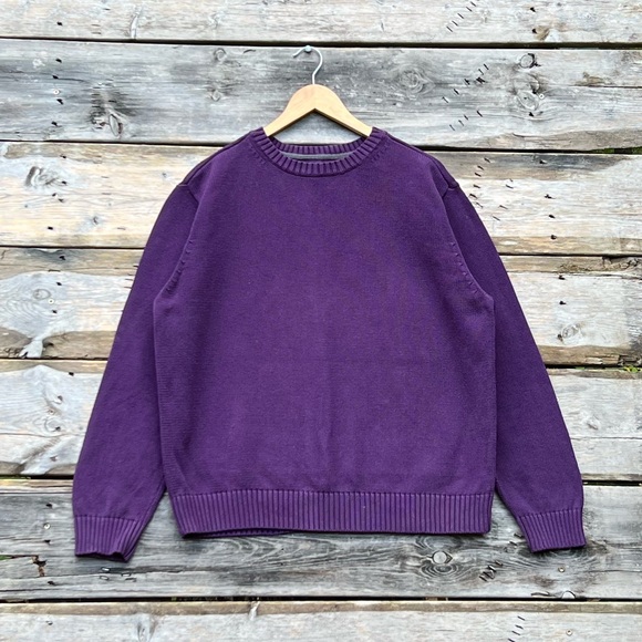 St. John’s Bay 100% Cotton Knit Purple Crewneck Sweater Men’s Size XL - Picture 1 of 4